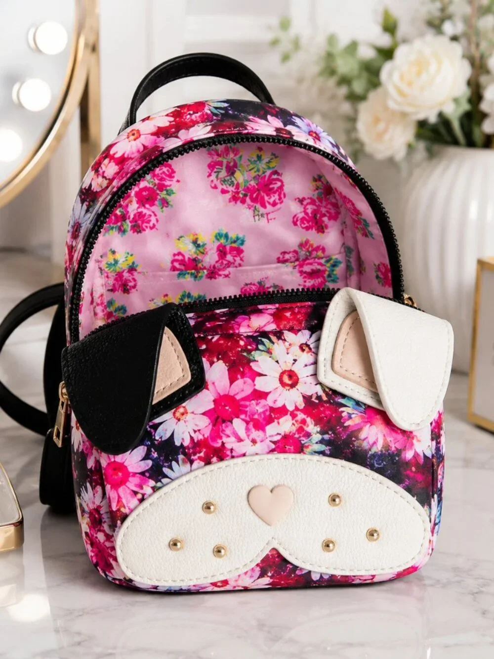Betsey Johnson Floral Puppy Dog Mini Backpack NWT